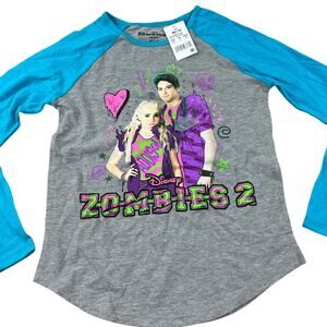 Disney Zombies 2 Girls' Gray Long Sleeve Graphic T-Shirt - Size Medium - NWT